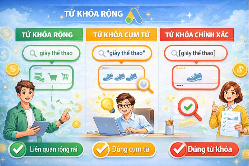 Sự Khác Nhau Giữa Các Loại Từ Khóa Rộng, Cụm Từ Và Chính Xác